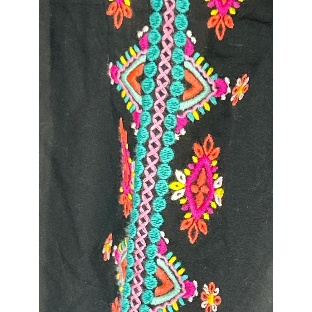The Childrens Place‎ Embroidered Top Girls M 7/8 Black Boho Summer Blouse